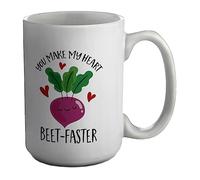 Shopagift Funny Beetroot Mug My Heart Beet Faster White 15oz Large Gift Ceramic Cup
