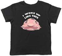 Shopagift Funny Blobfish Kids T-Shirt I Woke up Like This Childrens Tee Gift Black