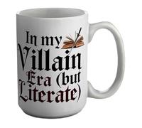 Shopagift Funny Book Lover in My Villain Era But Literate Mug White 15oz Large Ceramic Cup