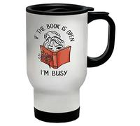 Shopagift Funny Books Travel Mug If The Book is Open I'm Busy Gift Cup