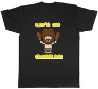 Shopagift Funny Caveman Mens T-Shirt Let's go Clubbing Primitive Human Tee Gift Black