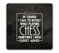 Shopagift Funny Chess 2 Pack Coasters Ofcouse I Talk to Myself Gift - 9cm x 9cm