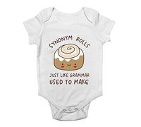 Shopagift Funny Cinnamon Rolls English Grammar Baby Vest Bodysuit Gift White