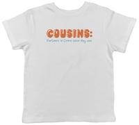 Shopagift Funny Cousins Kids T-Shirt Partners in Crime Since Day One Childrens Tee Boys Girls White