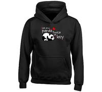 Shopagift Funny Cute as a Panda Kids Hoodie Twice as Lazy Gift Hoody Hooded Top Black