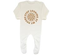 Shopagift Funny Darts Stop Looking at My Board Baby Grow Romper Suit Boys Girls White