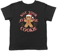Shopagift Funny Gingerbread Man Xmas Kids T-Shirt Not Your Average Cookie Christmas Childrens Tee Boys Girls Black