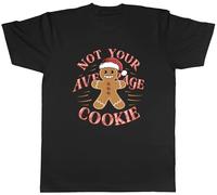 Shopagift Funny Gingerbread Man Xmas Mens T-Shirt Not Your Average Cookie Christmas Tee Black