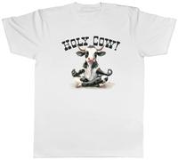 Shopagift Funny Holy Cow Mens T-Shirt Yoga Meditation Spiritual Tee White