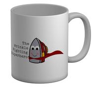 Shopagift Funny Ironing Lover Mug Wrinkle Fighting Superhero Iron White 11oz Large Gift Ceramic Cup