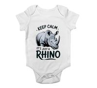 Shopagift Funny Keep Calm It's Just a Rhino Rhinoceros Baby Grow Vest Bodysuit Boys Girls