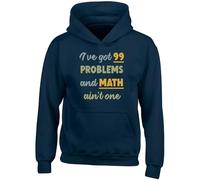 Shopagift Funny Mathematics Kids Hoodie I Got 99 Problems and Math ain't one Hoody Hooded Top Boys Girls Navy Blue