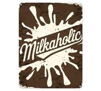 Shopagift Funny Milkaholic Milk Lover Metal Poster Wall Tin Sign Man Cave Shed Bar Bedroom Home Kitchen - A5