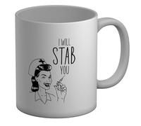 Shopagift Funny Nurse Injection Mug I Will Stab You White 11oz Large Ceramic Cup