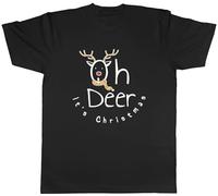 Shopagift Funny Oh Deer Mens T-Shirt It's Christmas Reindeer Tee Gift Black