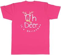 Shopagift Funny Oh Deer Mens T-Shirt It's Christmas Reindeer Tee Gift Pink