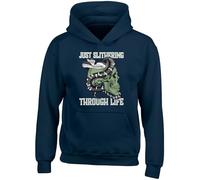 Shopagift Funny Python Snake Kids Hoodie Just Slithering through Life Hoody Hooded Top Boys Girls Navy Blue