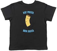 Shopagift Funny Running Kids T-Shirt Eat Pasta Run Fasta Runner Childrens Tee Gift Black