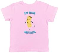 Shopagift Funny Running Kids T-Shirt Eat Pasta Run Fasta Runner Childrens Tee Gift Light Pink