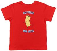 Shopagift Funny Running Kids T-Shirt Eat Pasta Run Fasta Runner Childrens Tee Gift Red