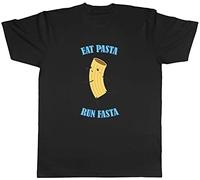 Shopagift Funny Running Mens T-Shirt Eat Pasta Run Fasta Runner Tee Gift Black