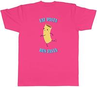 Shopagift Funny Running Mens T-Shirt Eat Pasta Run Fasta Runner Tee Gift Pink