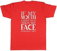 Shopagift Funny Sarcasm Mens T-Shirt Sarcastic Face Will Say It Tee Gift Red