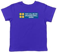 Shopagift Funny Sausage Roll Expert Kids T-Shirt Meat Pie Childrens Tee Boys Girls Blue