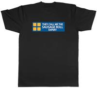 Shopagift Funny Sausage Roll Expert Mens T-Shirt Meat Pie Tee Black
