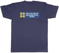 Shopagift Funny Sausage Roll Expert Mens T-Shirt Meat Pie Tee Navy Blue