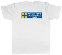 Shopagift Funny Sausage Roll Expert Mens T-Shirt Meat Pie Tee White