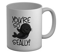 Shopagift Funny Seal Mug You're So Seally Cute Dabbing Seal White 11oz Large Gift Cup