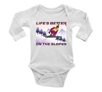 Shopagift Funny Skiing Baby Grow Vest Bodysuit Life's Better on the Slopes Boys Girls L/S