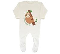 Shopagift Funny Sloth Baby Sleepsuit Romper Slow & Steady Boys Girls Gift White