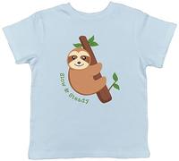 Shopagift Funny Sloth Kids T-Shirt Slow & Steady Childrens Tee Gift Light Blue