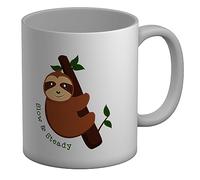 Shopagift Funny Sloth Mug Slow & Steady White 11oz Large Gift Ceramic Cup