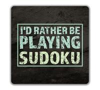 Shopagift Funny Sudoku 2 Pack Coasters Rather be Playing Numbers Puzzle Gift - 9cm x 9cm