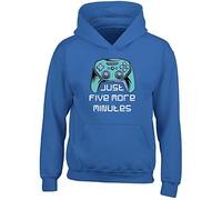Shopagift Funny Video Gaming Kids Hoodie Just Five More Minutes Game Gamer Gift Hoody Hooded Top Blue