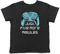 Shopagift Funny Video Gaming Kids T-Shirt Just Five More Minutes Game Gamer Childrens Tee Gift Black