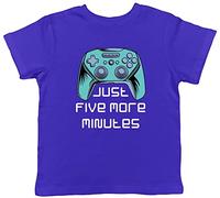 Shopagift Funny Video Gaming Kids T-Shirt Just Five More Minutes Game Gamer Childrens Tee Gift Blue