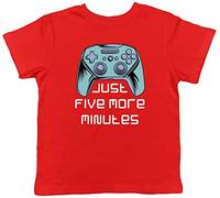 Shopagift Funny Video Gaming Kids T-Shirt Just Five More Minutes Game Gamer Childrens Tee Gift Red