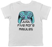 Shopagift Funny Video Gaming Kids T-Shirt Just Five More Minutes Game Gamer Childrens Tee Gift White