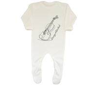 Shopagift Funny Violin Baby Romper Strings Attached Instrument Player Boys Girls Gift White