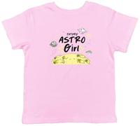 Shopagift Future Astro Girl Kids T-Shirt Astronaut Planets Space Stars Rocket Childrens Tee Boys Girls Light Pink