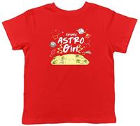 Shopagift Future Astro Girl Kids T-Shirt Astronaut Planets Space Stars Rocket Childrens Tee Boys Girls Red