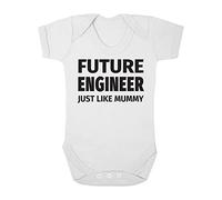 Shopagift Future Engineer Just Like Mummy Cute Boys and Girls Baby Vest Bodysuit (6-9 Months, White)