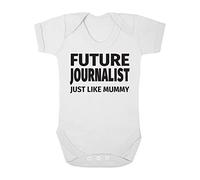 Shopagift Future Journalist Just Like Mummy Cute Boys and Girls Baby Vest Bodysuit (3-6 Months, White)