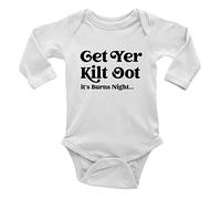 Shopagift Get Yer Kilt Oot It's Burns Night Long Sleeve Baby Grow Vest Bodysuit White