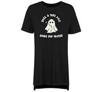 Shopagift Girl Who Looks for Ghosts Women's Nightie Funny Ghost Hunter Night Shirt Black