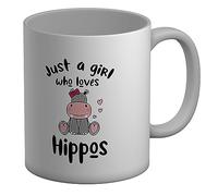 Shopagift Girl Who Loves Hippos Mug Hippopotamus Lover White 11oz Large Gift Ceramic Cup
